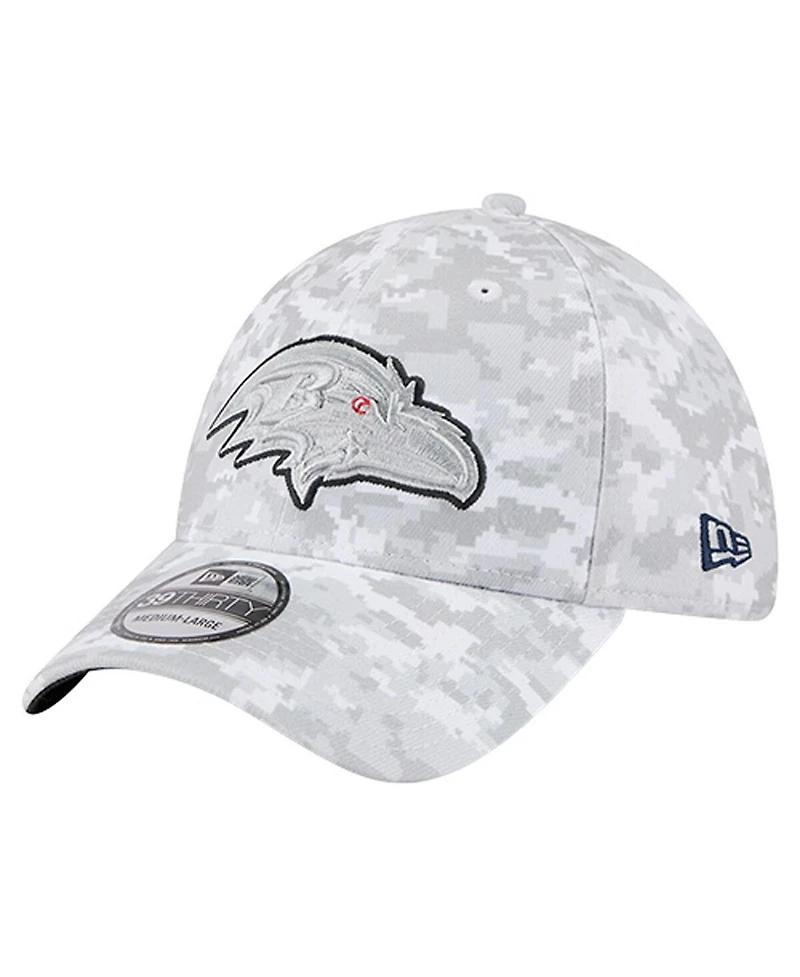 New Era Men's White Baltimore Ravens 2025 Salute to Service Digital Camo Fan Pack 39THIRTY Flex Hat