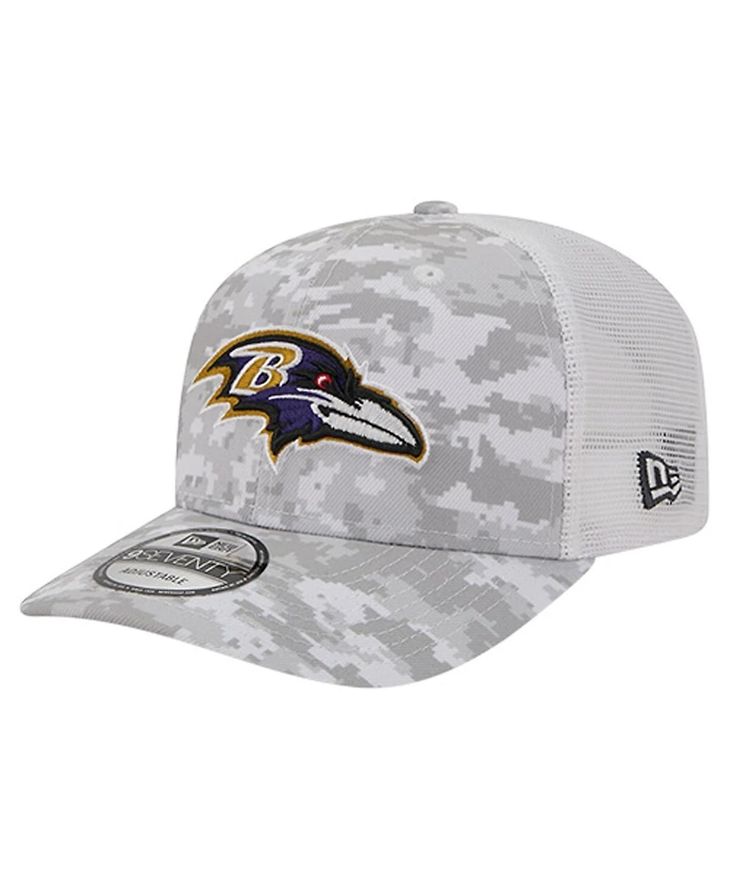 New Era Men's Gray Baltimore Ravens Salute to Service Fan Pack 9SEVENTY Trucker Adjustable Hat