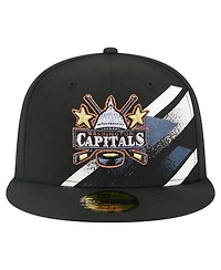 New Era Men's Black Washington Capitals Faded Lines 59FIFTY Fitted Hat