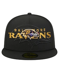 New Era Men's Black Baltimore Ravens Overlap Wordmark 59FIFTY Fitted Hat