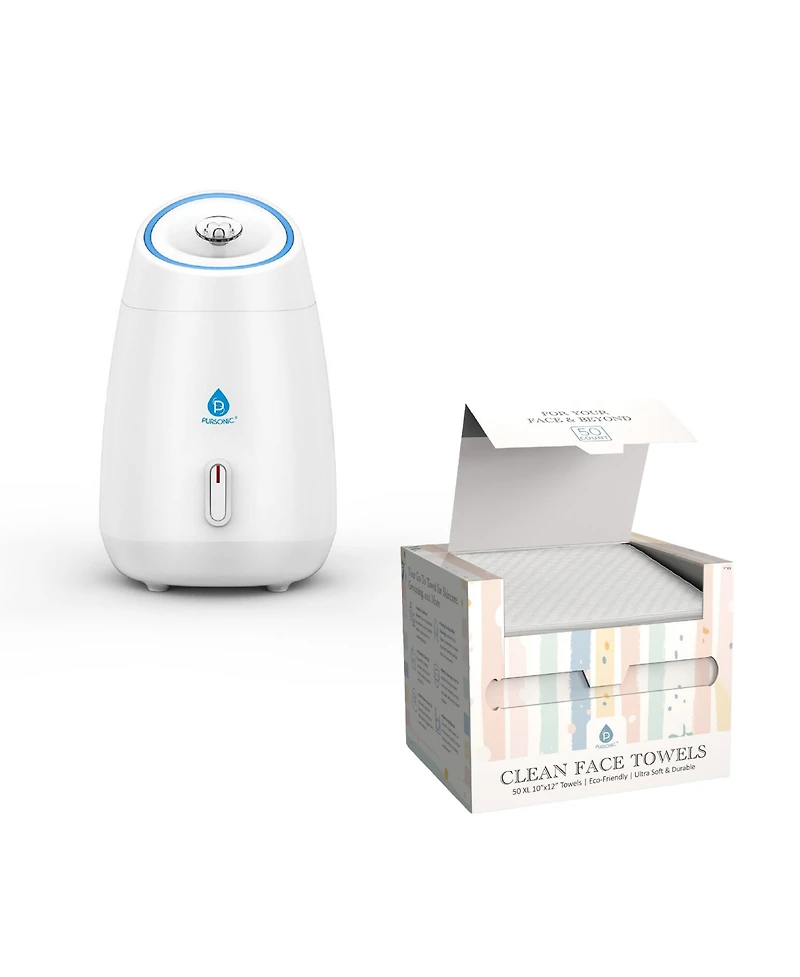 Glow & Go Skincare Essentials Bundle: Nano Facial Steamer + Clean Facial Towels
