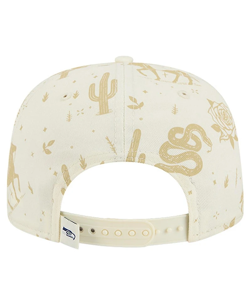 New Era Men's Cream Seattle Seahawks Desert Rose 19TWENTY Adjustable Hat