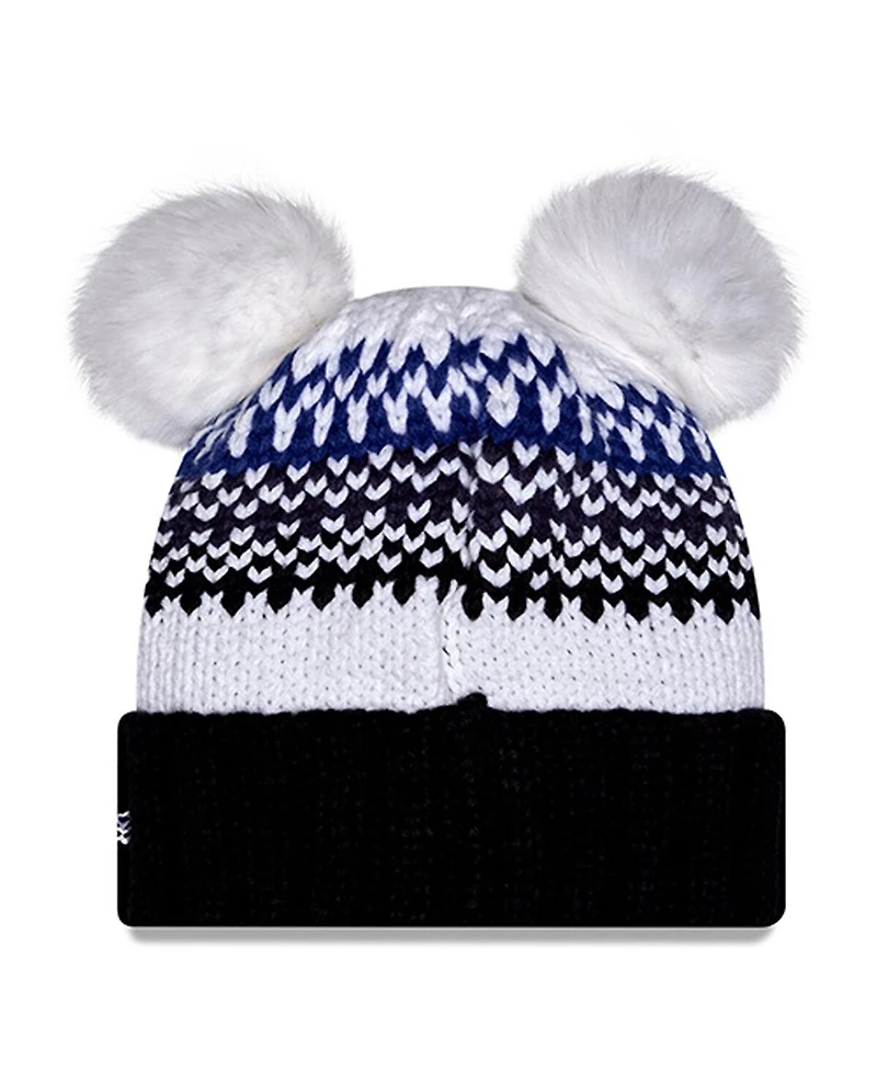 New Era Women's Navy Michigan Wolverines Double Pom Print Cuffed Knit Hat