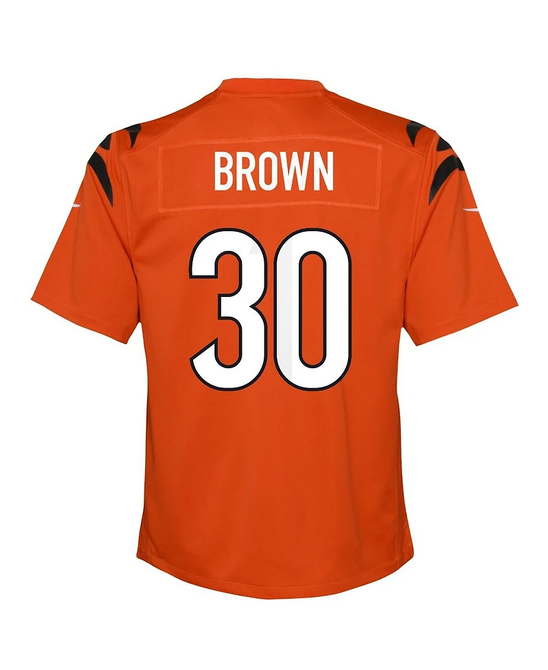 Nike Big Boys and Girls Chase Brown Orange Cincinnati Bengals Alternate Game Jersey