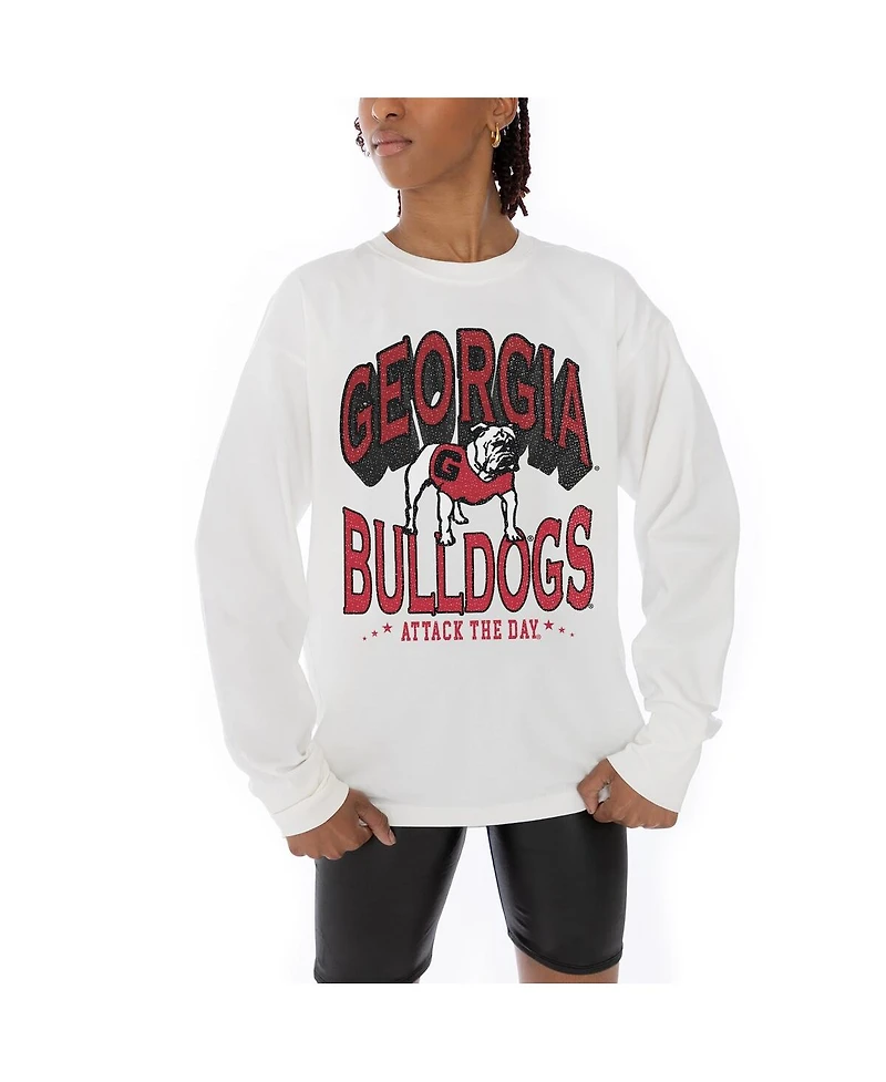 Gameday Couture Women's White Georgia Bulldogs Midweight Oversized Long Sleeve T-Shirt