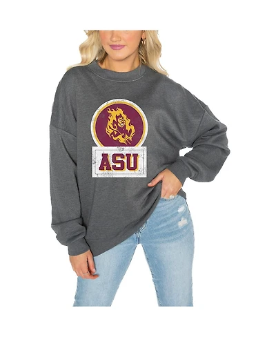 Gameday Couture Women's Arizona State Sun Devils Charcoal Oversized Drop Shoulder Fleece Pullover Sweatshirt