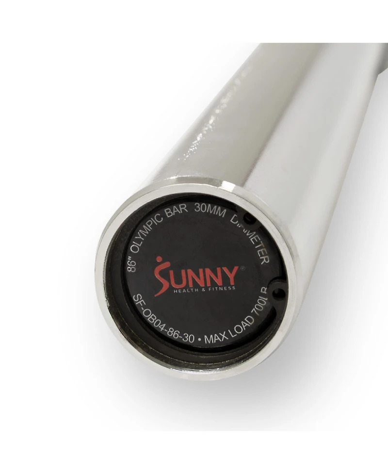 Sunny Health & Fitness 86” (7 ft) Olympic Barbell Bar with 30mm shaft diameter