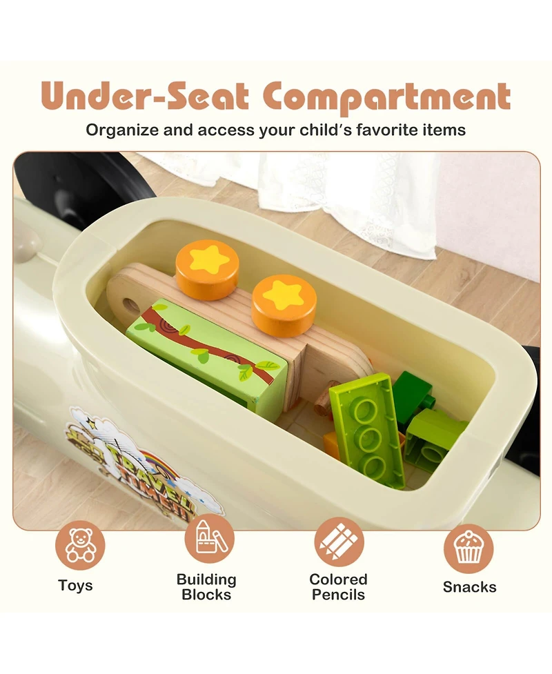 Costway Ride on Push Car with Storage Compartment & Train Whistle Sound Button