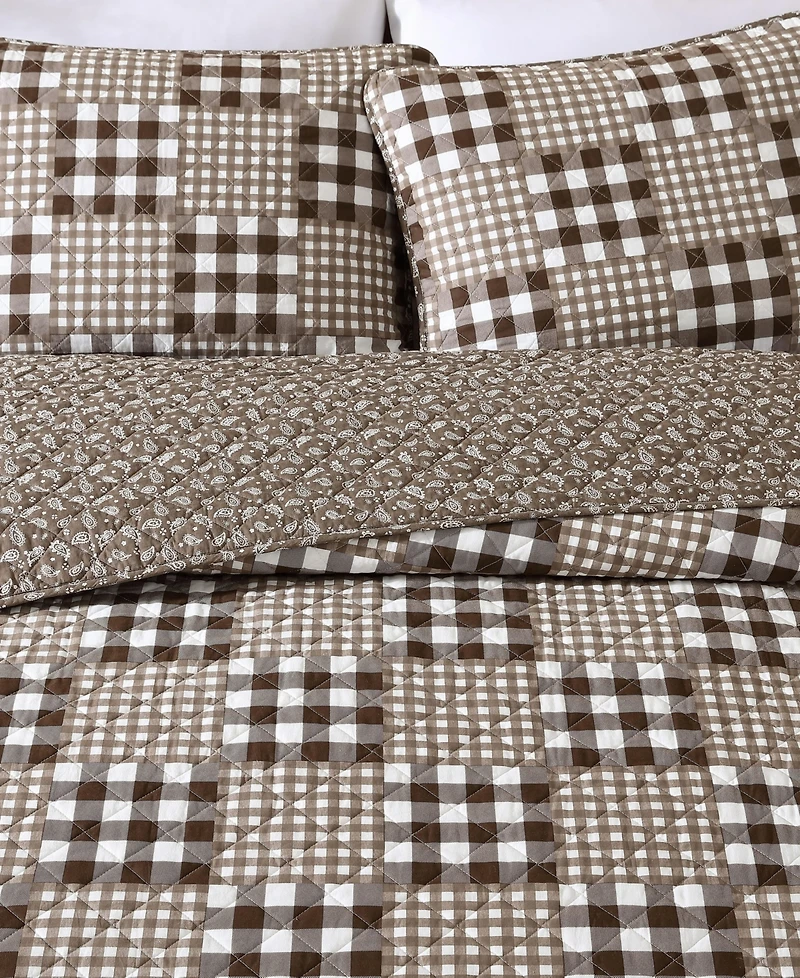 Eddie Bauer Gingham Patchwork Cotton Reversible -Pc. Quilt Set