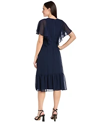 R & M Richards Women's Capelet Short-Sleeve Dress