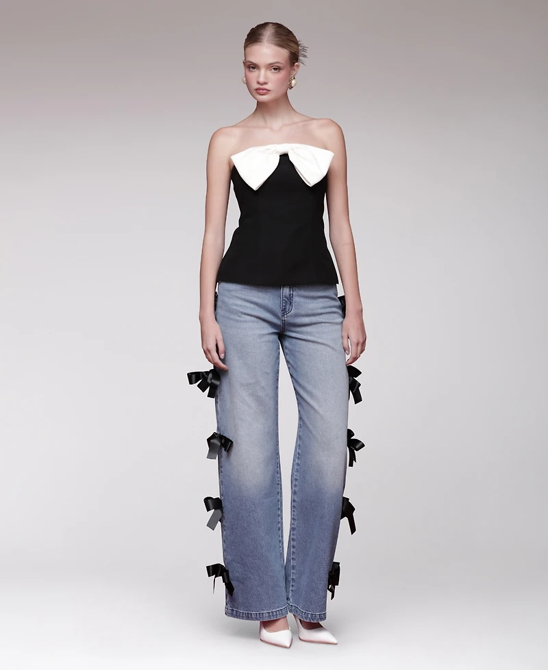 Avec Les Filles Women's Bow Detail Tube Top