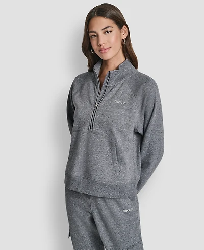 Dkny Sport Women's Studded-Logo Half-Zip Sweatshirt