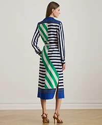 Lauren Ralph Petite Striped Point Collar Shirtdress