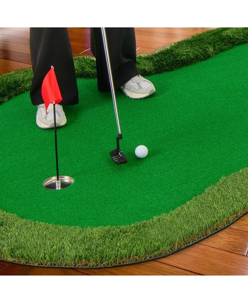 Skonyon 5 x 10 Feet Golf Practice Putting Green Mat with 3 Holes and Golf Balls for Home Office Backyard