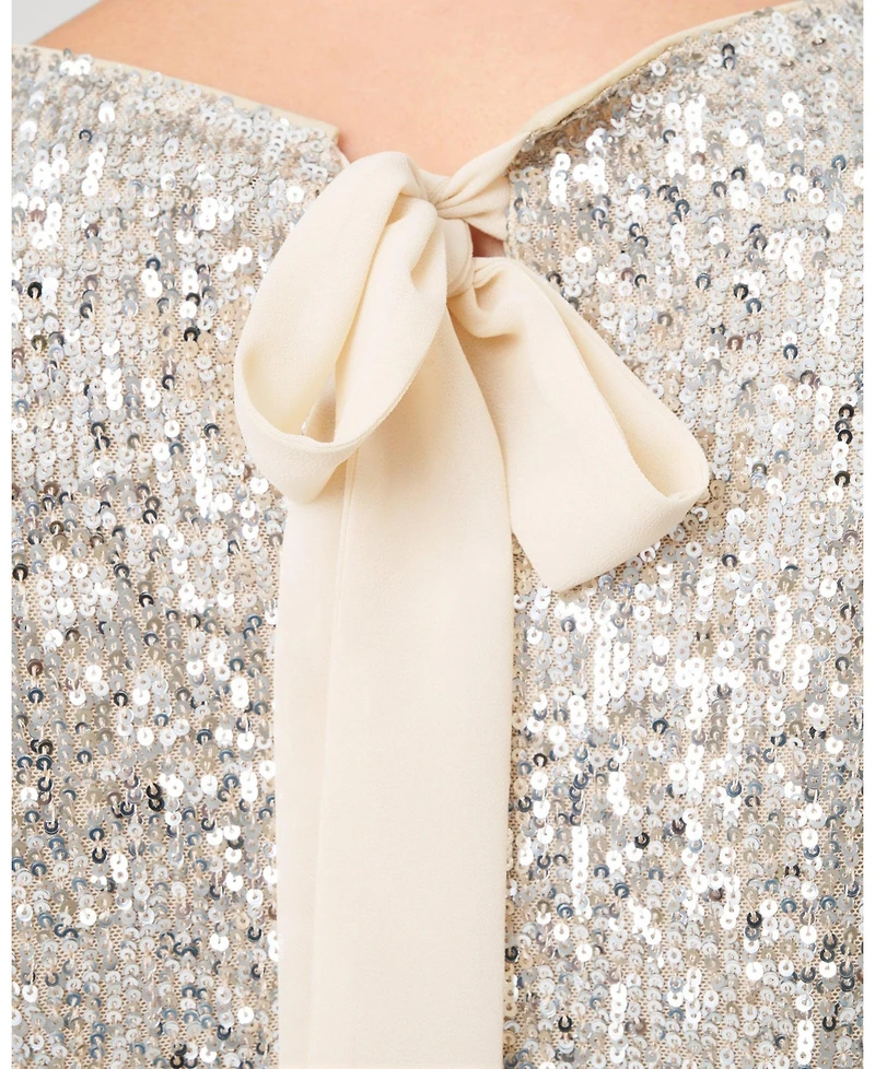 Cable & Gauge Women's Tops Tees Sequin Flutter Sleeve Top