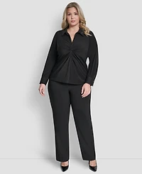Dkny Plus Knot-Front Long-Sleeve Top
