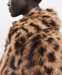 Mango Women's Fur-Effect Leopard-Print Coat