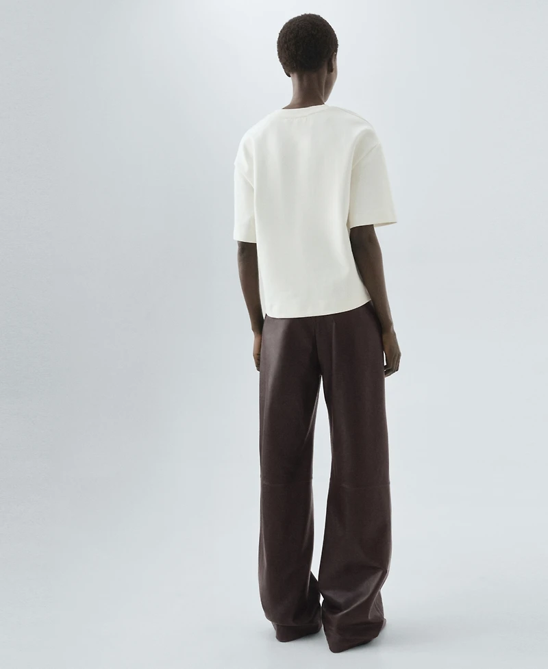 Mango Women's Leather Straight-Leg Pants