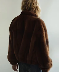 Mango Women's Faux Fur Effect Pockets Jacket