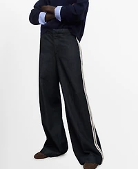 Mango Women's Wide Leg Striped Jeans