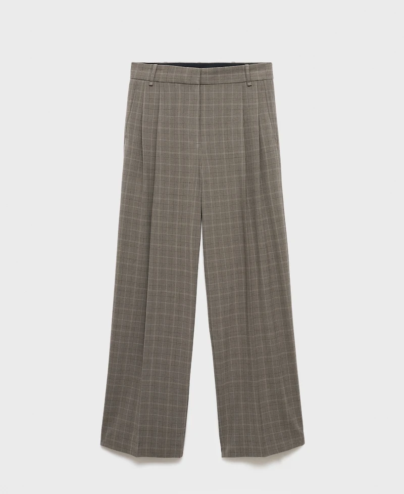 Mango Women's Wide-Leg Check Suit Pants