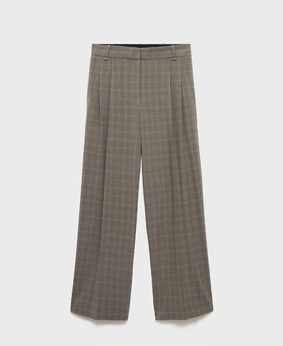 Mango Women's Wide-Leg Check Suit Pants