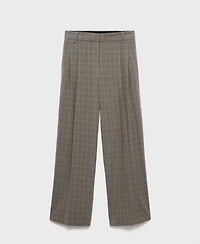 Mango Women's Wide-Leg Check Suit Pants