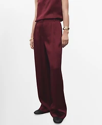 Mango Women's Satin Wide-Leg Pants