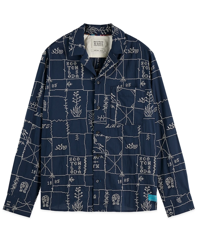 Scotch & Soda Men's All-Over Embroidered Shirt