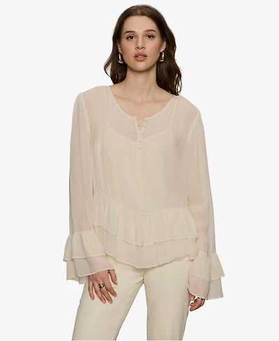 Sanctuary Women's Ruffled Long-Sleeve Blouse