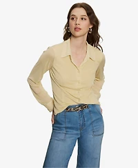 Sanctuary Women's Fitted Mesh Button Down Shirt