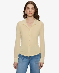 Sanctuary Women's Fitted Mesh Button Down Shirt
