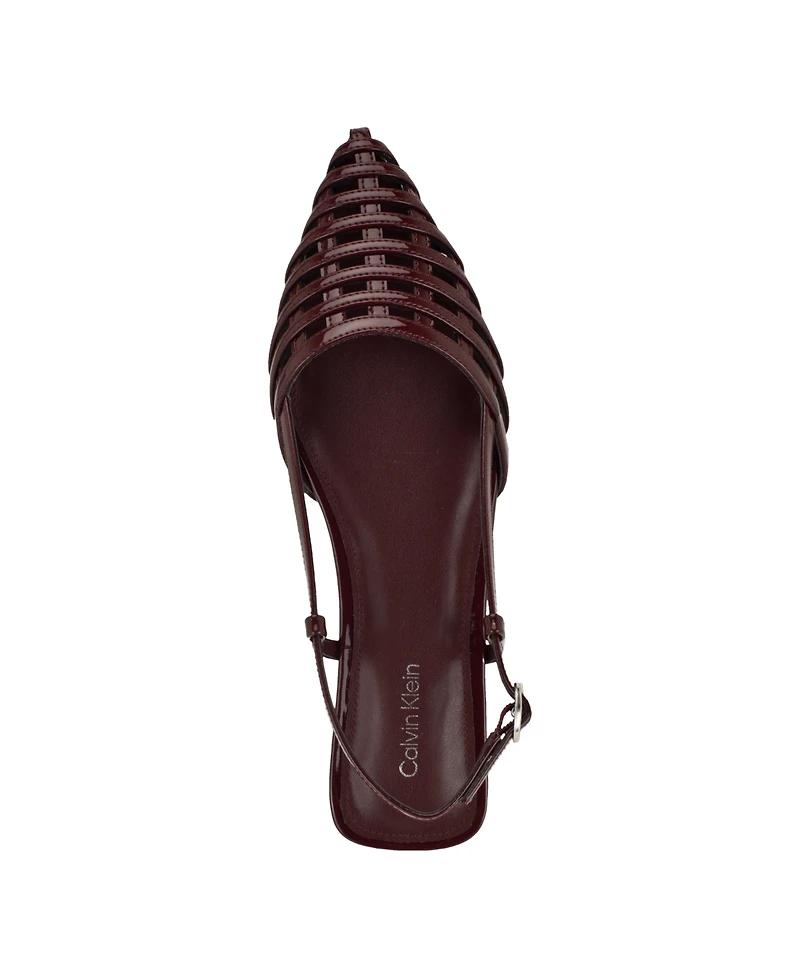 Calvin Klein Women's Glessia Woven Pointed Toe Slingback Flats