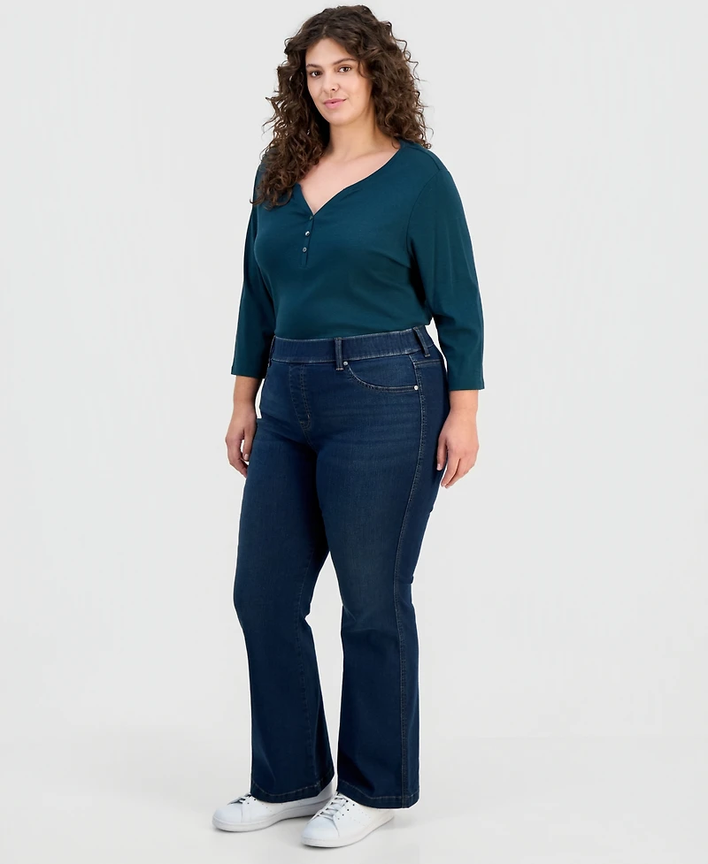 Style & Co Plus Pull-On Shaping High-Rise Bootcut Jeans, Macy's Exclusive