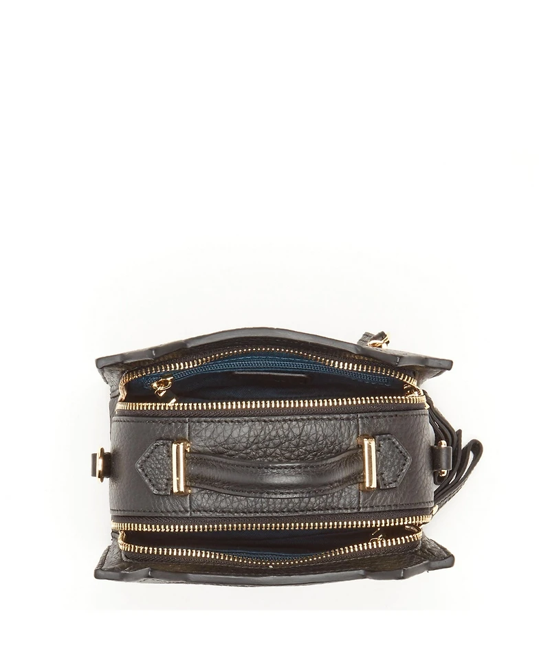 Pebble Leather Cat Crossbody Bag Cute Top Handle Purse Small Shoulder Handbag for Women & Girls with Gold Hardware and Detachable Strap