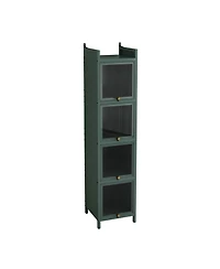 Casainc Modern Four-Tier Glass Door Cabinet with Five-Tier Storage for Living Room, Dining, Entryway, or Bathroom