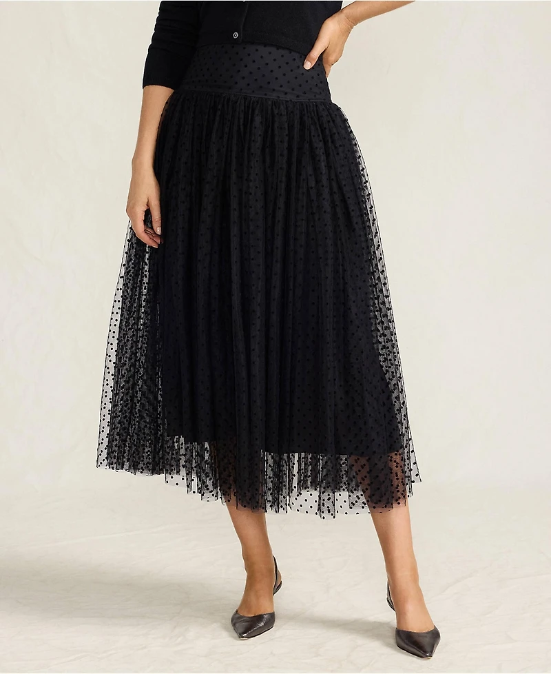 Lands' End Women's Tulle Midi Skirt