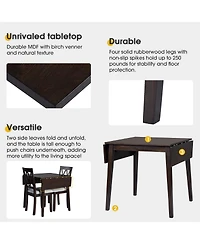 Maison Boucle 5-Piece Drop Leaf Dining Table Set with 4 Upholstered Chairs, Space-Saving Kitchen for Small Apartments