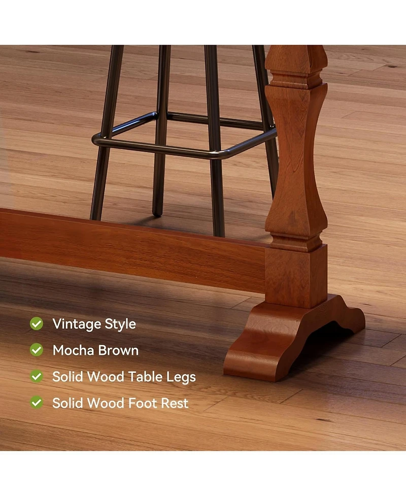 Tribesigns Bar Height Table, Small Pub Table with Solid Wood Base, Mocha Brown