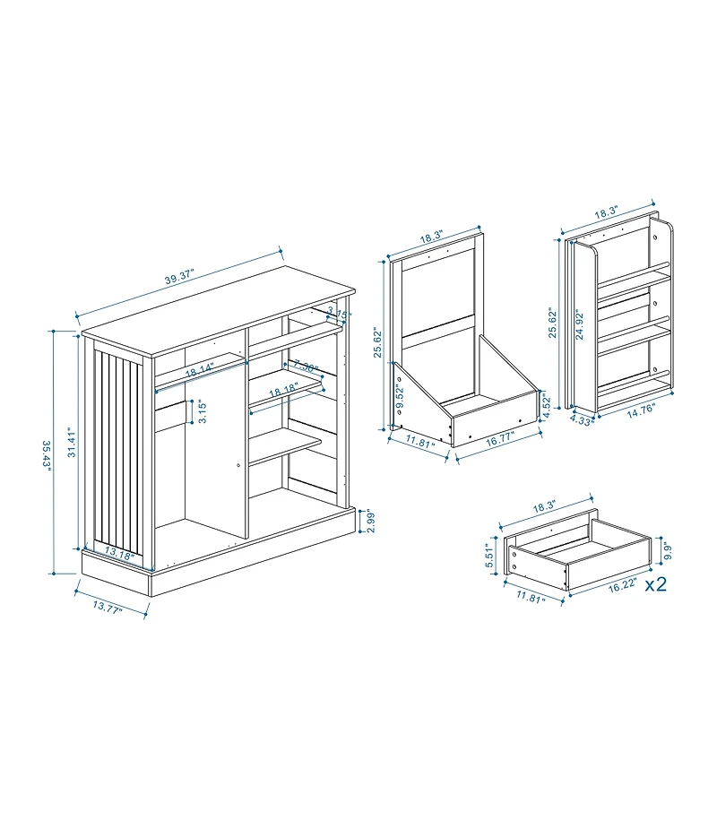 Casainc Kitchen Trash Can Storage Cabinet with 2 Drawers, Tilt-Out Trash Bin, Door & 2 Shelves for Kitchen & Living
