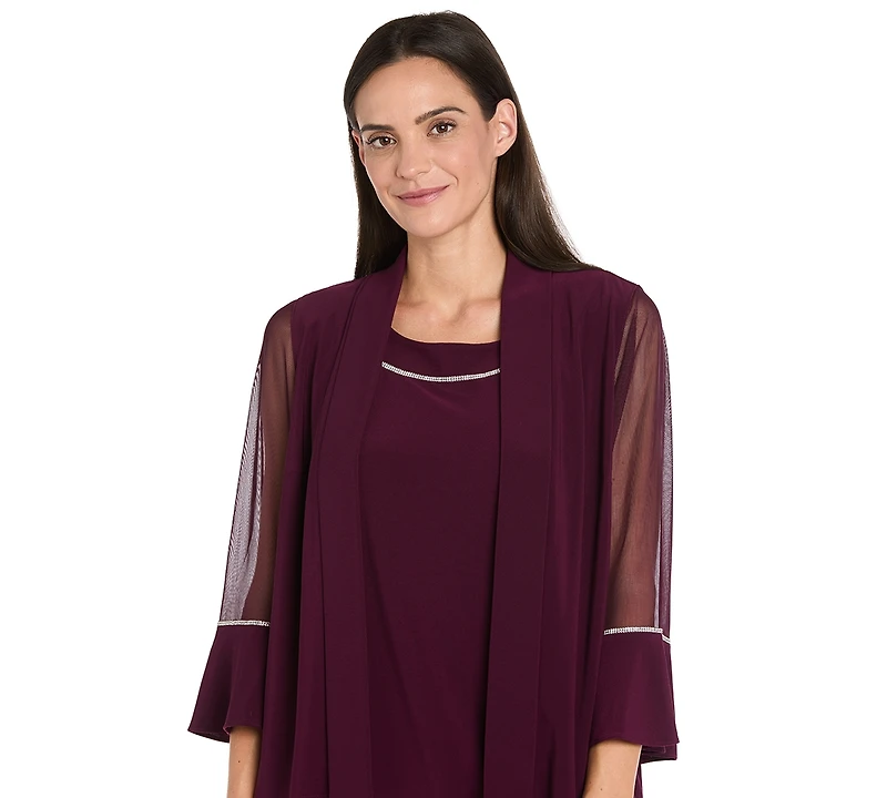 R & M Richards Women's 2-Piece Rhinestone Trim Detail Jacket Dress