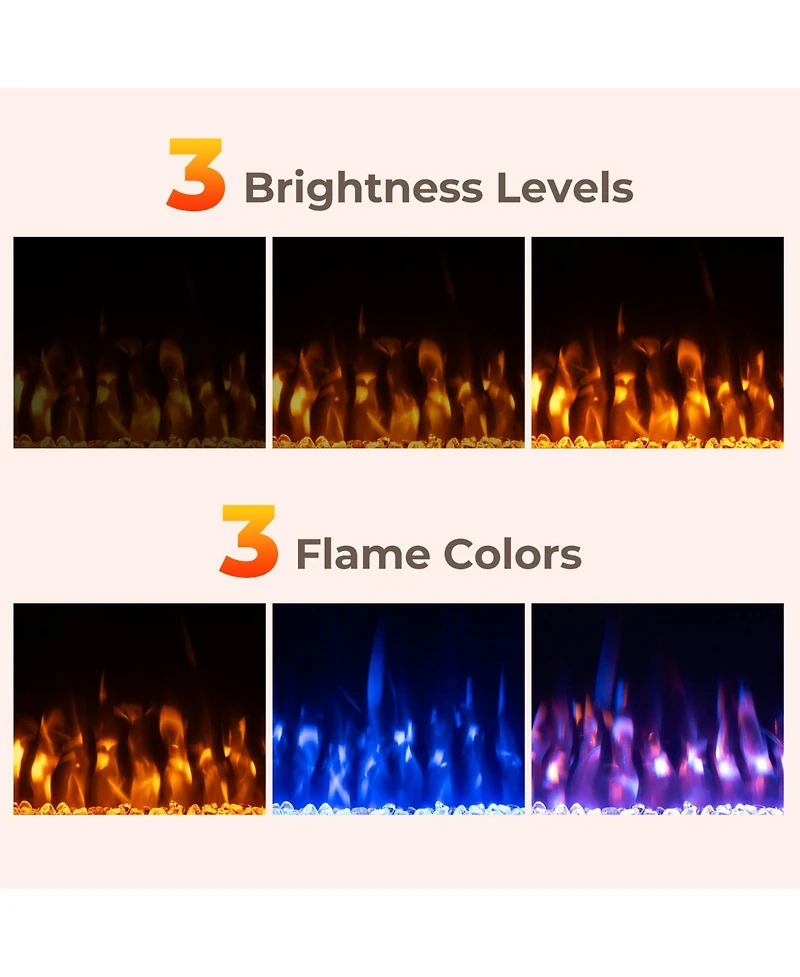 Sugift 23 Inches 750W/1500W Electric Fireplace Heater with Alter Flame Color and Brightness