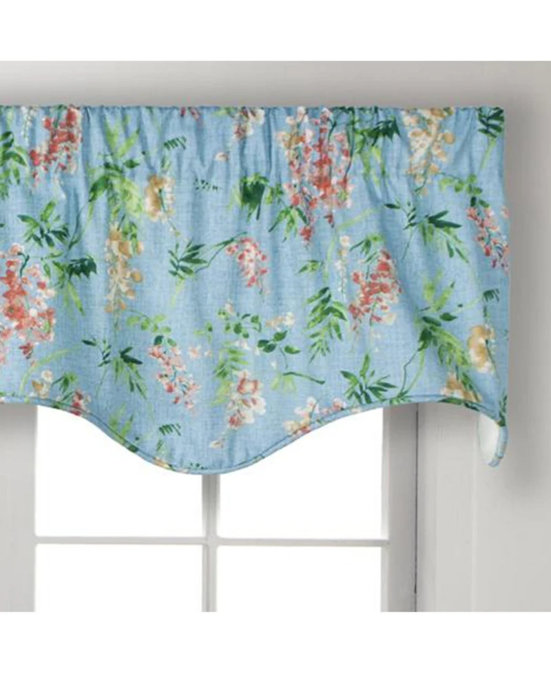 Ellis Curtain Wisteria Lined Light Blocking Window Scallop Valance - 50x15" Turquoise