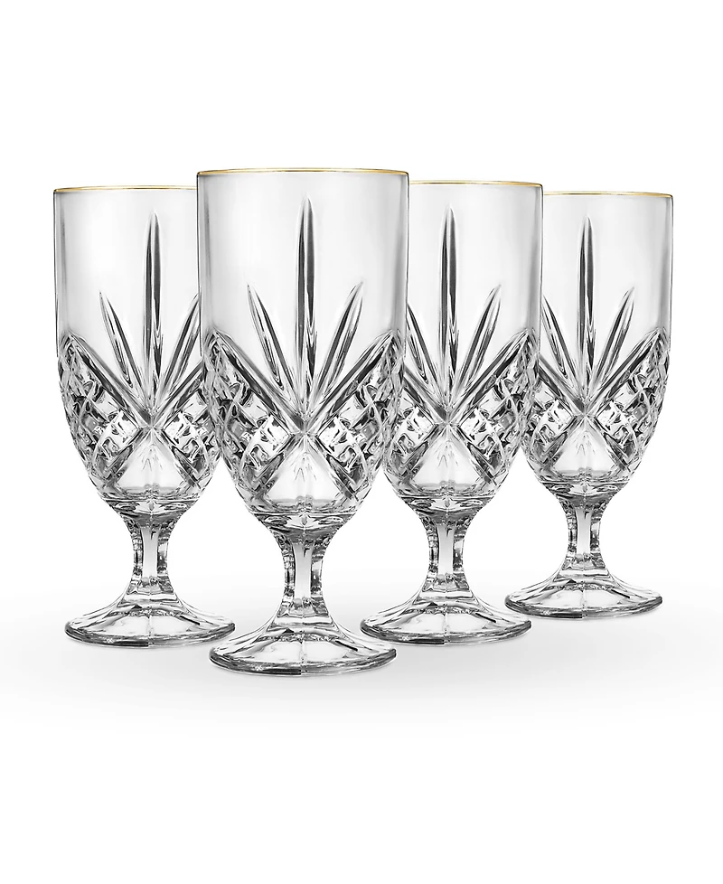 Godinger Dublin Gold Rim Iced Tea Glasses, Set of 4