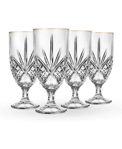Godinger Dublin Gold Rim Iced Tea Glasses, Set of 4