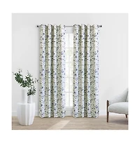Thermaplus Flora Blackout Grommet Privacy Sound Dampening Curtain Panel for Livingroom Bedroom 52" x 95" Silver