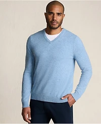 Lands' End Men's Fine Gauge Cashmere V-neck Sweater
