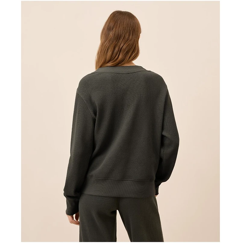 Pact Women's Thermal Waffle Henley Pullover