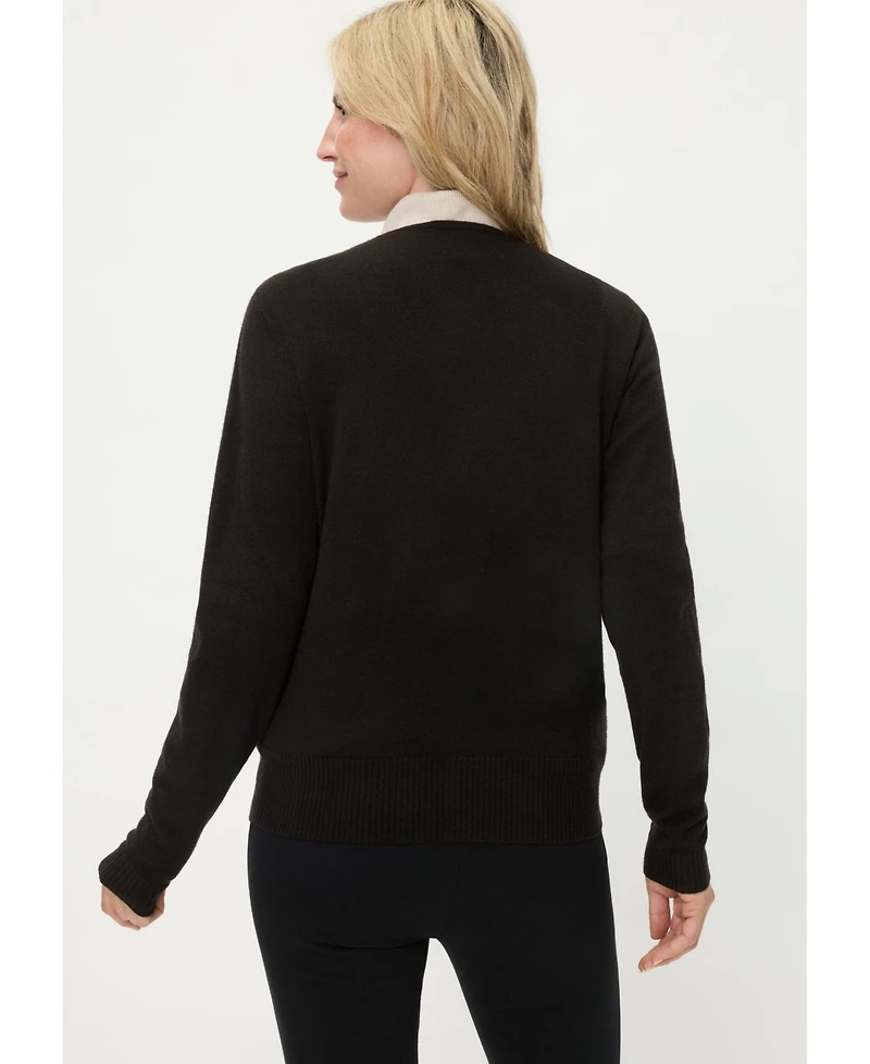 Olsen Women's Rib Knit Cardigan with Sequin Detail Sweater