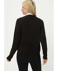 Olsen Women's Rib Knit Cardigan with Sequin Detail Sweater